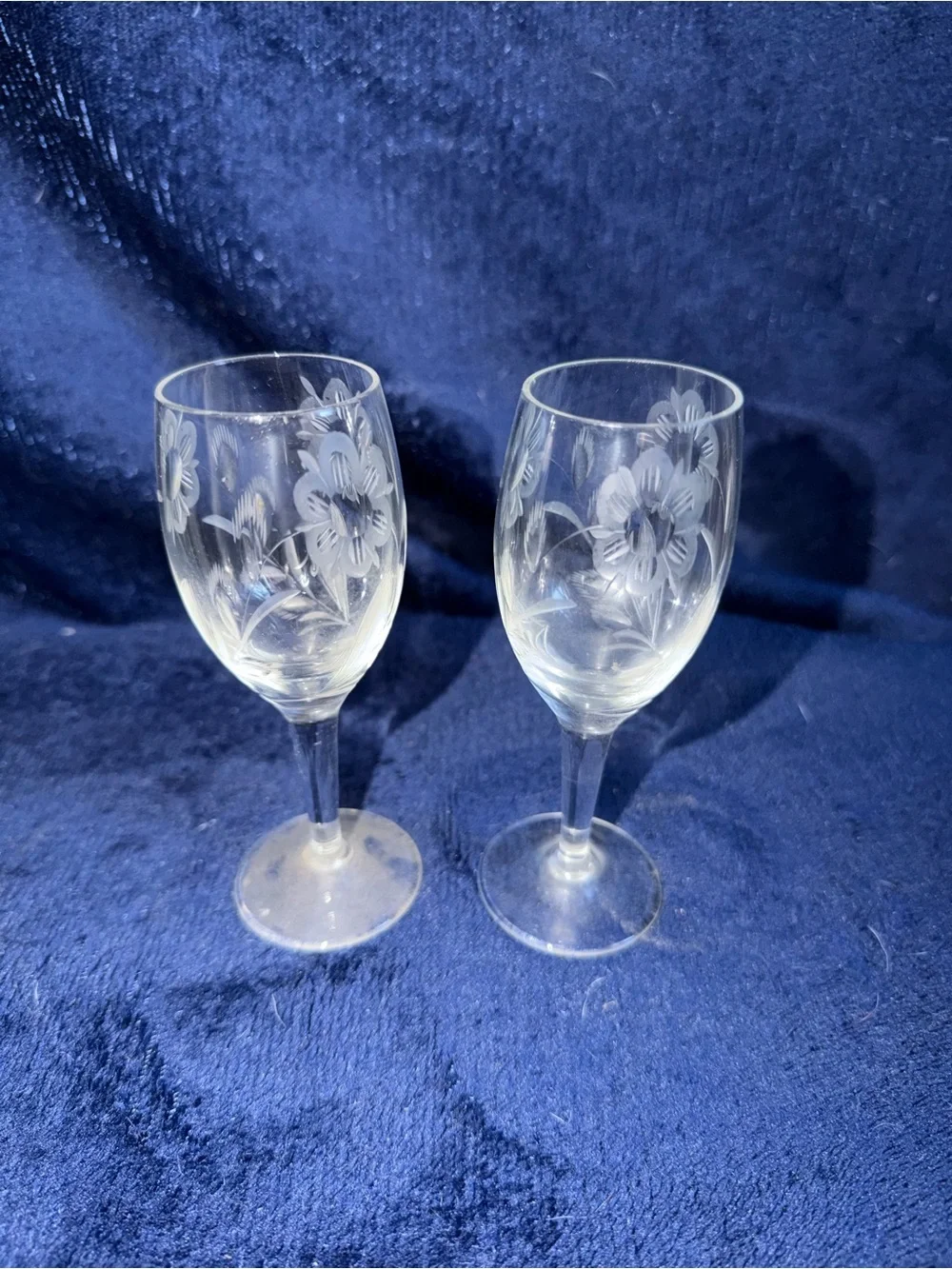 Etched Floral Crystal Wine Glasses - Clear (Set of 2)